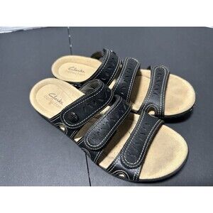 Clarks Roseville Bay Women's Leather Slide Sandals Size 9